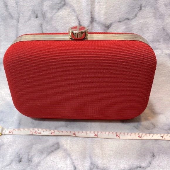 Giorgio Armani Red Hard Clutch, NEW